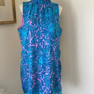 Lilly Pulitzer Adelina Romper Dress | Size 6 | Blue Pink Leaf Print